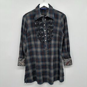 Georg Roth Los‎ Angeles Top Shirt Blouse Size Small Plaid Popover Academia New